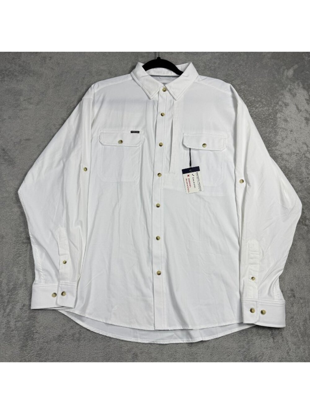 Poncho White Performance Shirt L UPF 50 Breathable Lightweight Stretch Fishing